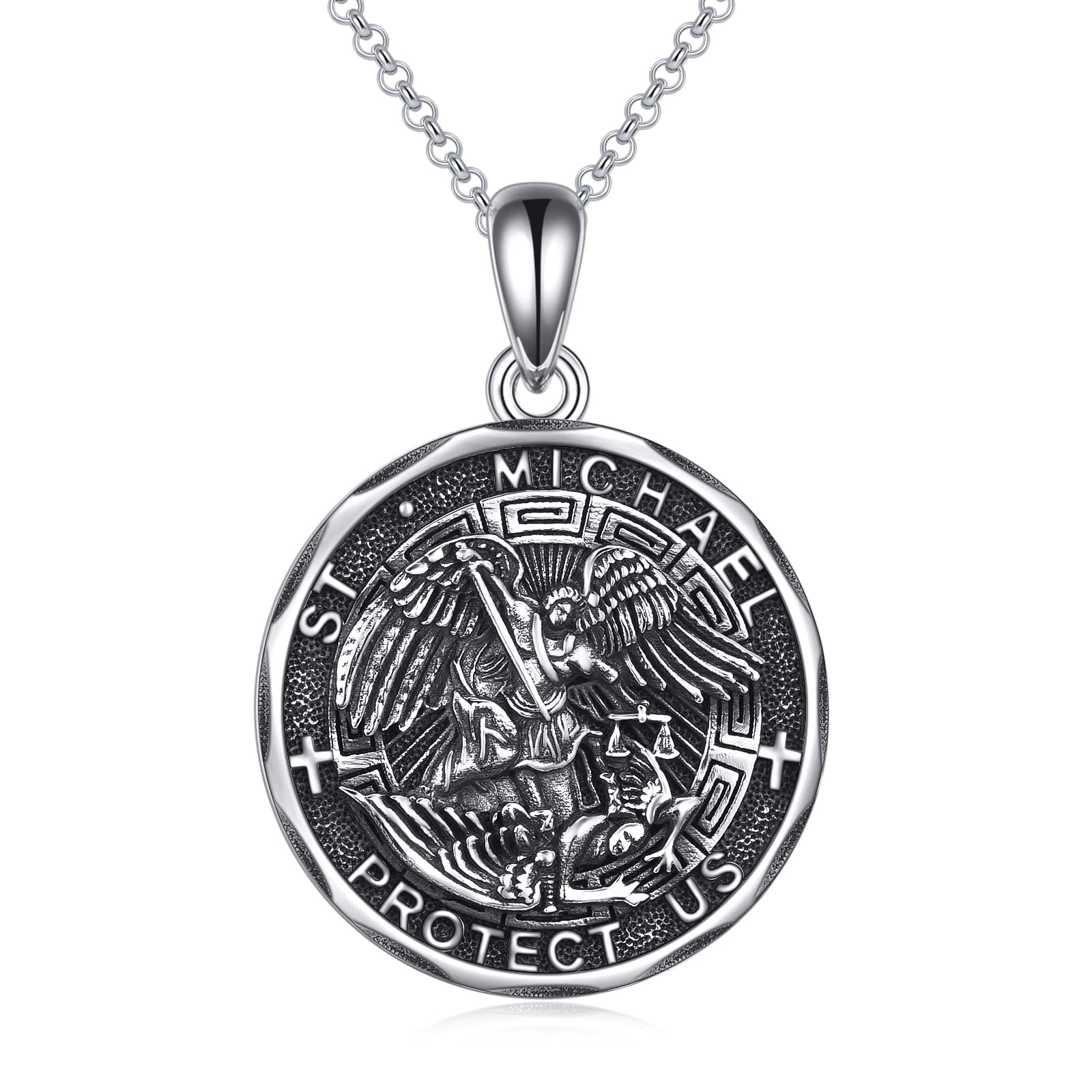 YFN Patron Saint Necklace Sterling Silver Amulet Medal Pendant Religious Jewelle