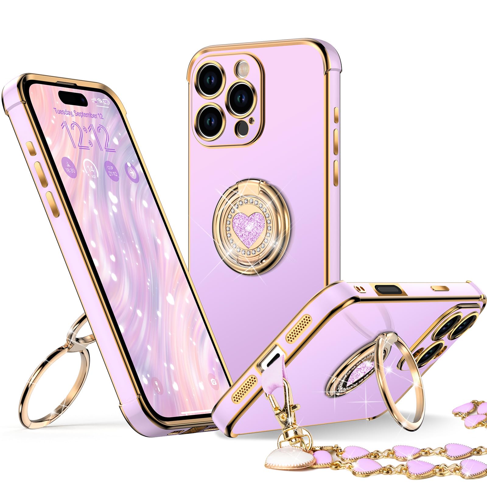 XYZ for iPhone 16 Pro Max Case with Stand, Phone Case with Double Ring Kickstand