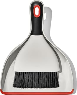 OXO Good Grips Dustpan & Brush Set | Whisk-Broom, Nylon Bristles, Cleaning Essentials, Reaches Corners, Portable, Flexible Lip Grabs Debris