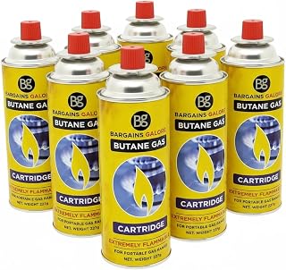 Pack of 8 Butane Gas Canisters - EN417 Camping Gas Bottle Canister Cylinders for BBQs, Weed Burner, Blowtorch & Stoves, Reliable Propane Refill, Long-Lasting & Safe for Festivals, Outdoor Cooking