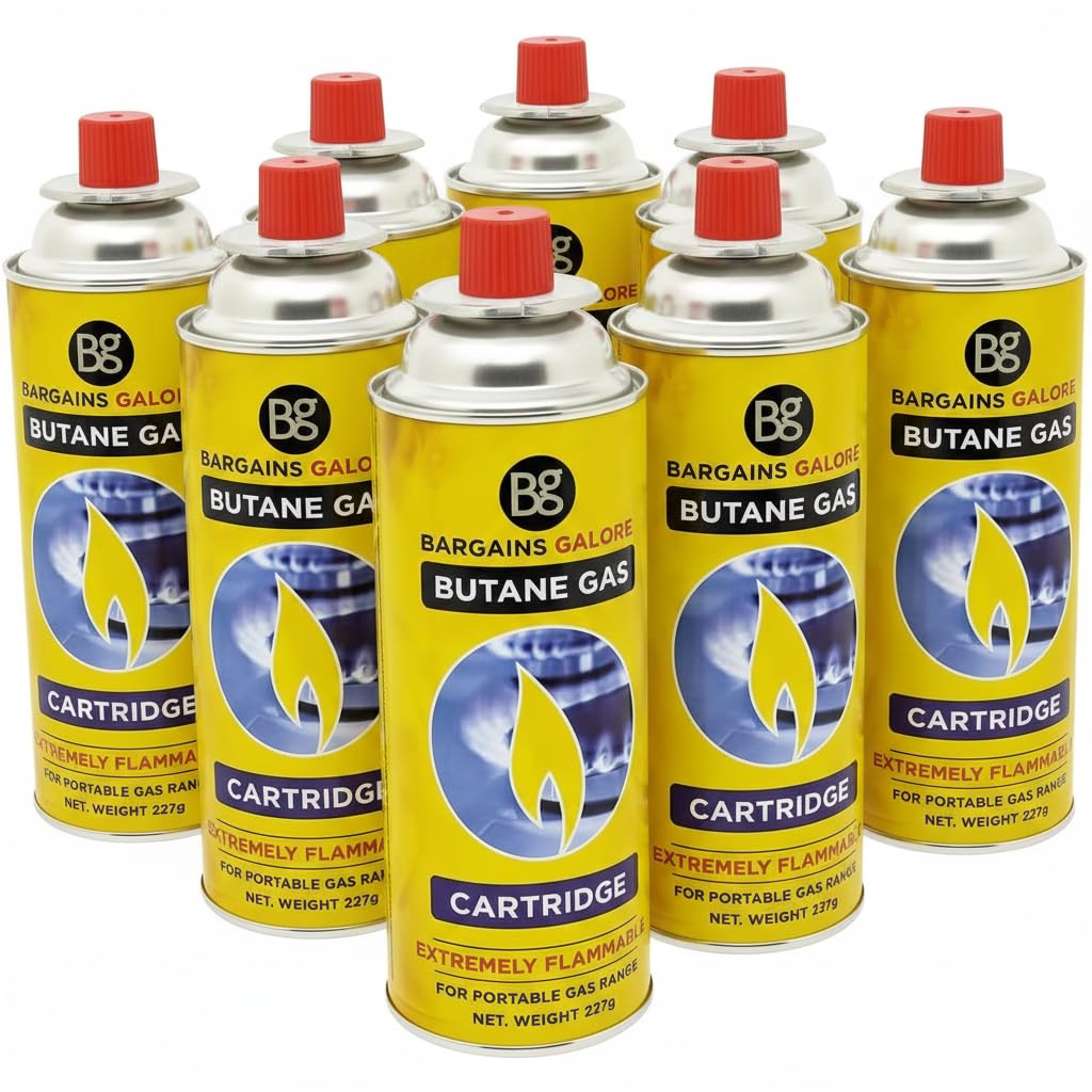 Pack of 8 Butane Gas Canisters - EN417 Camping Gas Bottle Canister Cylinders for