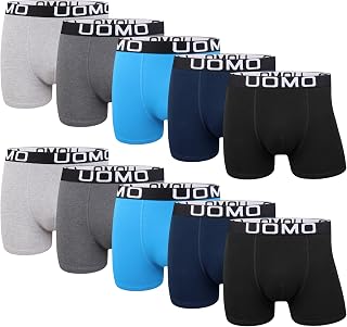 L&K 5/10 Lot Men's Cotton Boxer Shorts - Sizes M to 5XL - Men's Classic Pack Colours with Elastane 1116