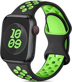 Sport Band for Apple Watch Band 44mm 46mm 45mm 40mm 42mm 41mm 38mm 49mm, Breathable Silicone Strap for Apple Watch Series 10 9 8 7 6 5 4 3 SE 2nd Ultra/2 Nike+