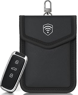 Faraday Pouch for Key Fob, Car Key Fob Signal Blocker Case, RFID Blocking Key Fob Protector, Waterproof Faraday Bag for Car Keys, Keyless Entry Remote Pouch (Black, 1 Pack)