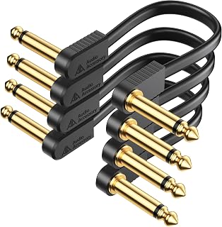 AA AUDIO ACCESSORY Kevlar Reinforced Guitar Patch Cables 15cm (6 Inch) 4-Pack, Built-to-Last, Low Noise Quad-Layer Shielded, Gold-Plated Flat Ribbon Guitar Pedal Lead for BOSS MXR Behringer EBS Effect