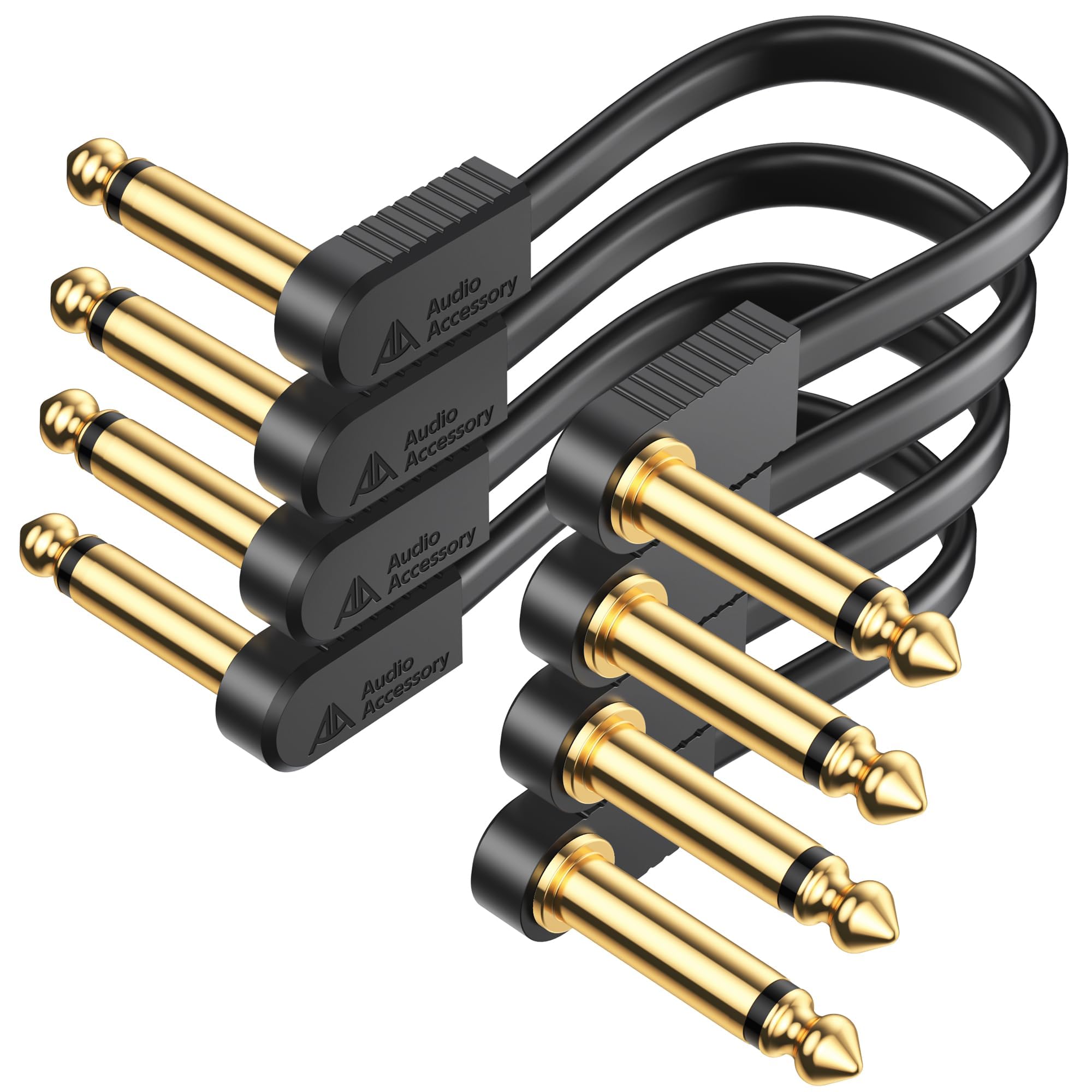 AA AUDIO ACCESSORY Kevlar Reinforced Guitar Patch Cables 15cm (6 Inch) 4-Pack, B