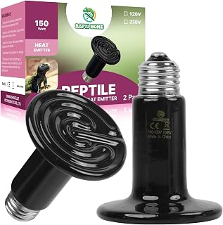 REPTI HOME Reptile Ceramic Heat Emitter, 150W Ceramic Heat Lamp Bulbs 2 Pack, Terrarium Heat Lamp for Amphibian, Pet Brooder Coop, Lizards, Bearded Dragon, Chicken, Dog, Cat