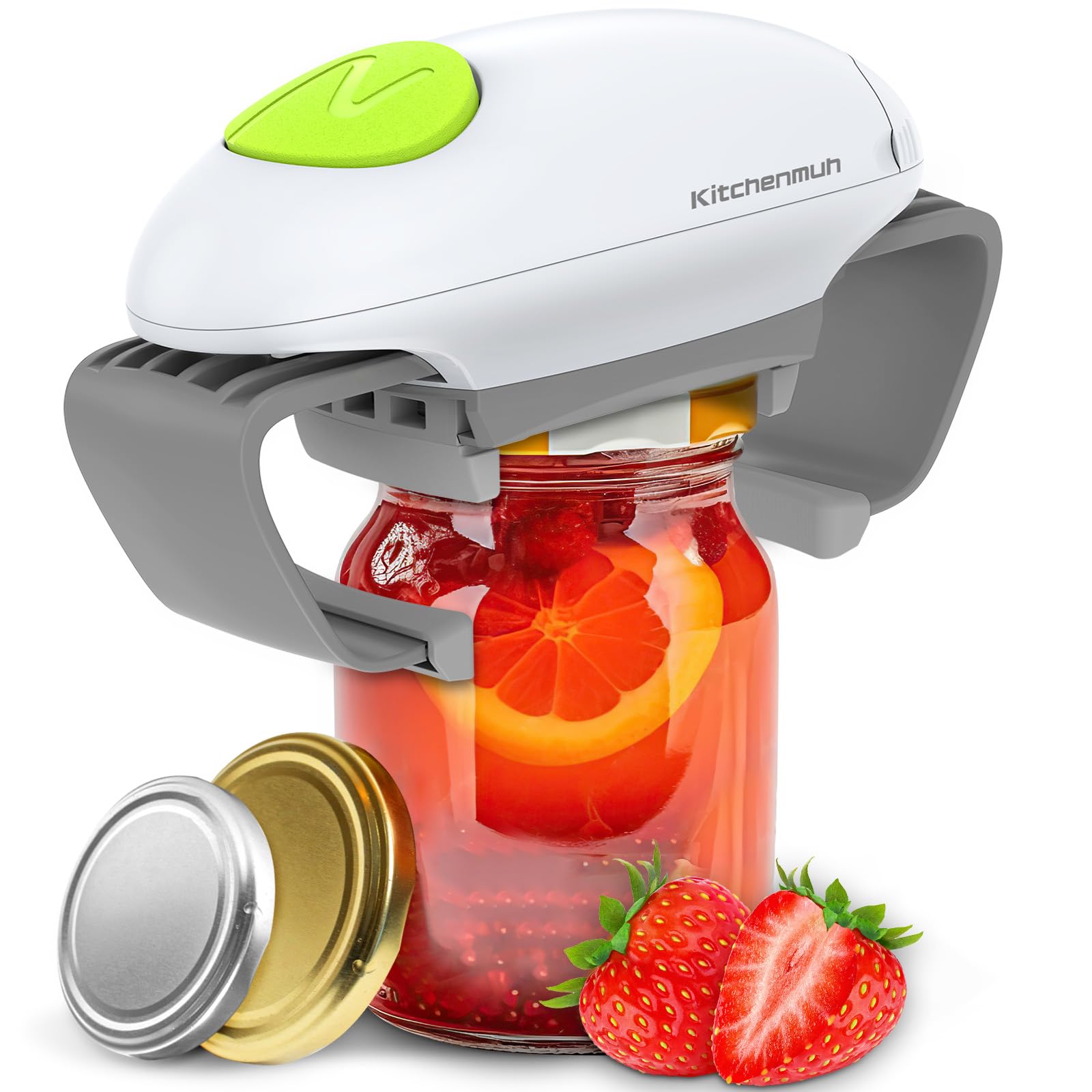 KITCHENMUH Electric Jar Opener for Seniors with Arthritis White | Hands-Free Aut