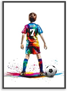 Personalised Football Gifts for Boys Wall Art Poster Print (Unframed) | Customize the Name, Hairstyle, Skin-tone and Kit