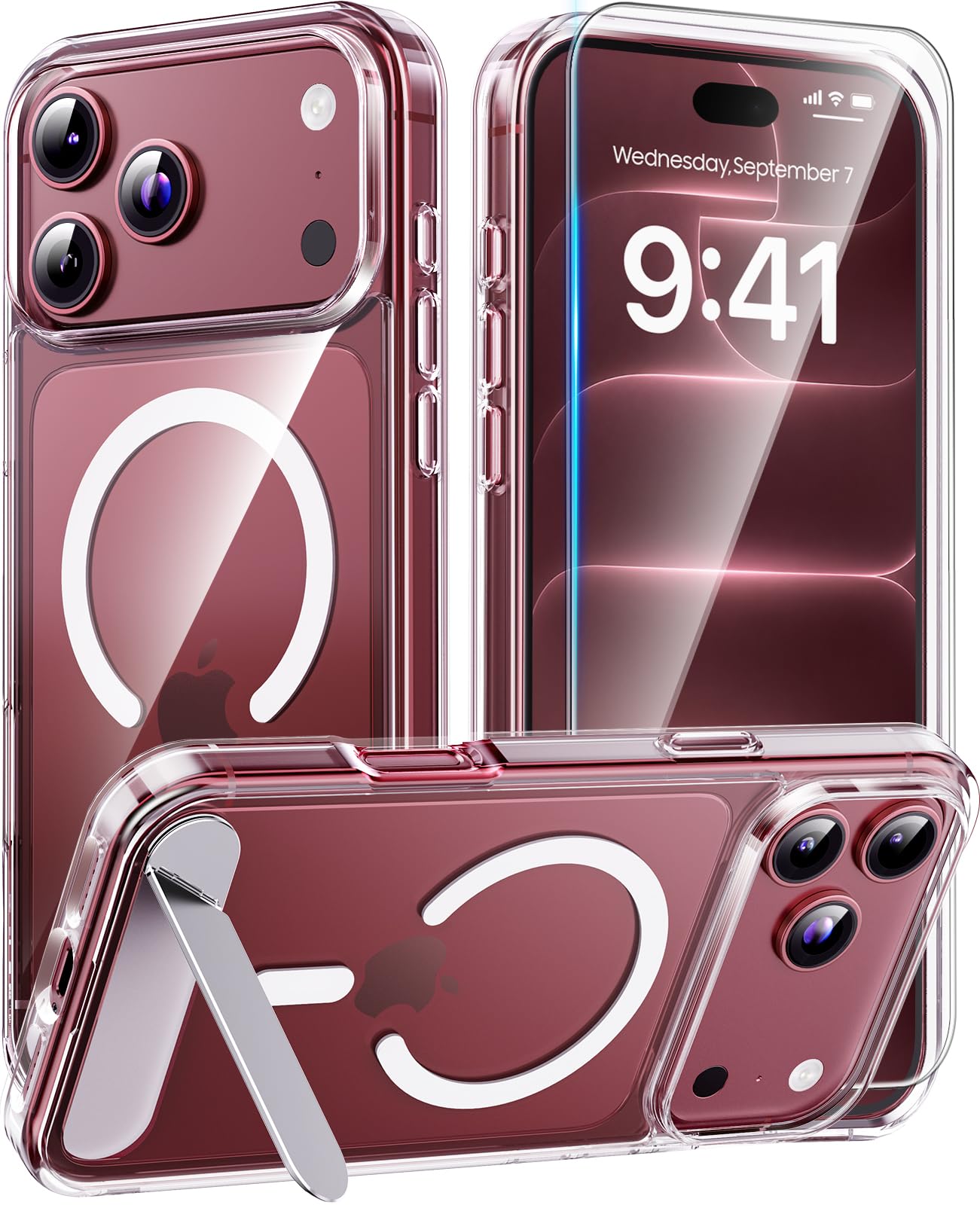 Magnetic for iPhone 18 Pro Max Case/iPhone 17 Pro Max Case with Stand,Clear | (S