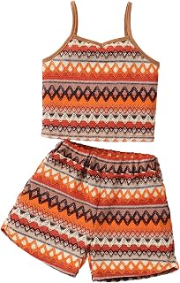 Kids Toddler Girls Summer Clothes Button Design Striped Tank Top + Floral-Print Elastic Shorts 2 Piece Outfits