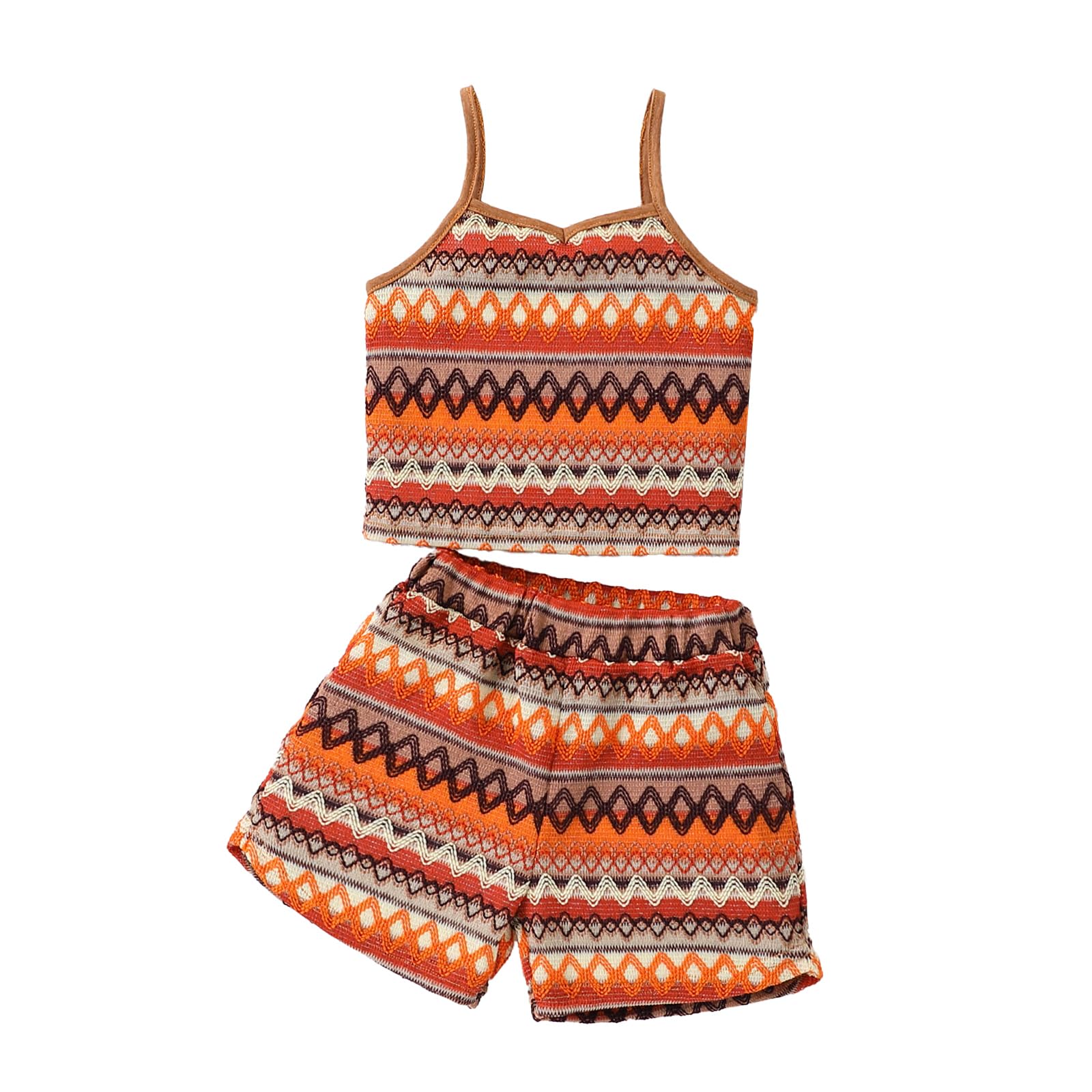 Kids Toddler Girls Summer Clothes Button Design Striped Tank Top + Floral-Print 