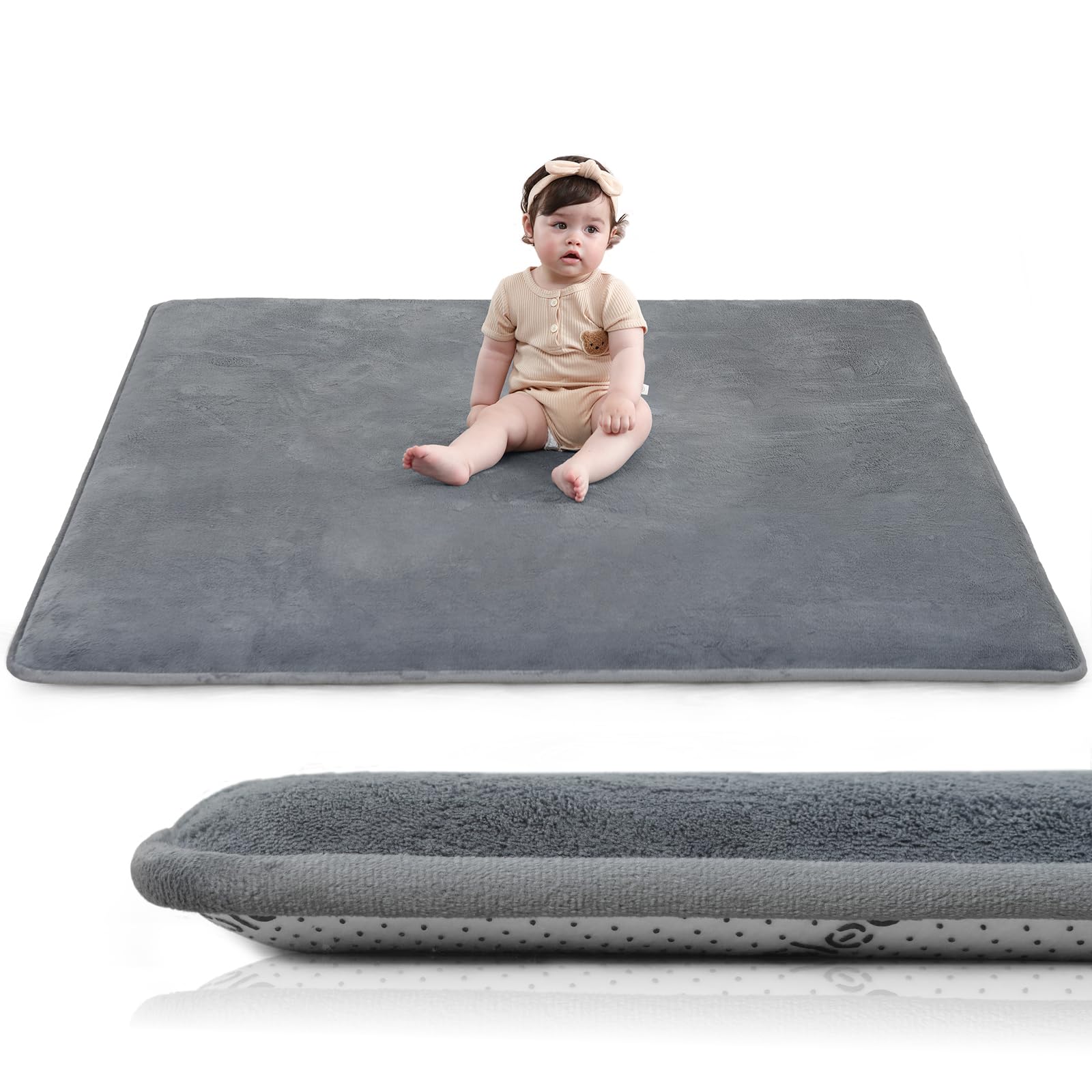 Huloo Sleep Baby Play Mat for Floor,1.3" Thick Elasti-Foam 50"×50&quot