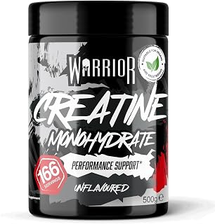 Warrior Creatine Monohydrate Powder 500g Pure Micronised (166 Servings) | Creatine Supplement for Women & Men, Easy Dissolve, Vegan, Strength, Muscle Growth & Recovery, Gym Supplement (Unflavoured)