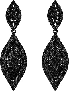 Flyonce Teardrop Wedding Earrings for Brides Birdesmaid, Rhinestone Crystal Charm 2 Leaf Drop Pierced Dangle for Women
