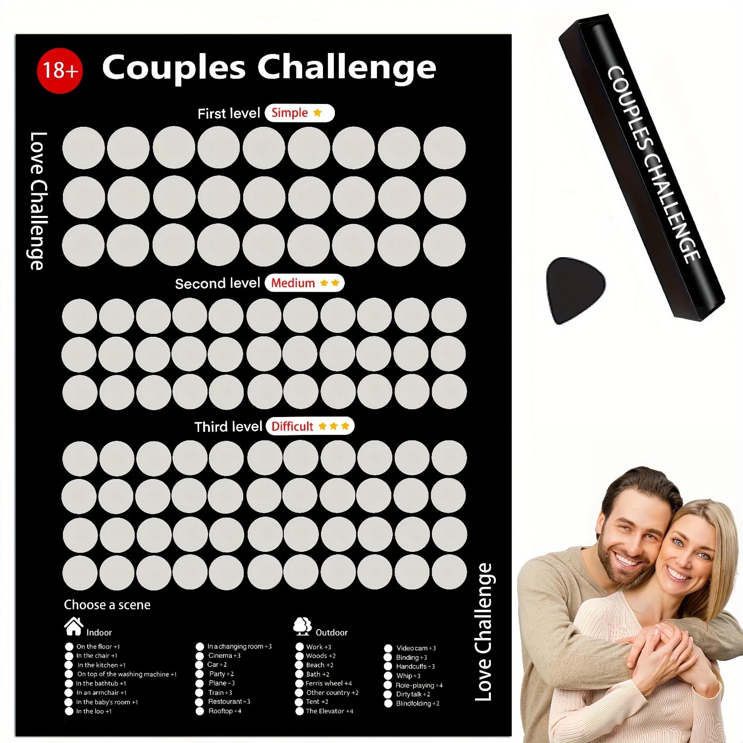 Love Game Scratch Off Poster, 100 Positions Challenge Dates Scratch Off Poster I