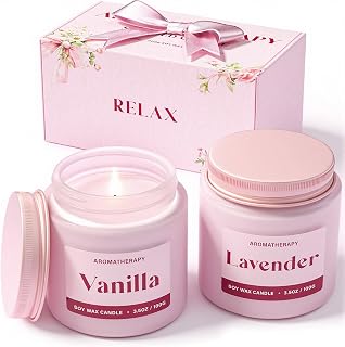 Scented Candles Gifts for Women, Soy Candle Gift Set, Pink Candles Gifts for Her, 2 Pack Aromatherapy Candle for Relaxing, Stress Relief & Home Decor