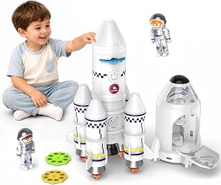Space Rocket Toy for Toddler 3 4 5 Year Old Boys Kids STEM Toys for Age 3-5 | Astronauts & Rocket Playset with Kids Projector, Educational Learning Science Kit Birthday Gift for Toddler Ages 3 4 5 6 7 8