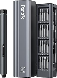 Fanttik E1 Max Electric Screwdriver, 53-in-1 Screwdriver for DIY (Grey) | 50 Magnetic Bits, Magnetic Storage, Max.0.2N.m, LED Light, 5/32''Hex Screwdriver for Electronics, Phone, Camera, Laptop