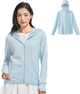 Azul Mar Women's Parasol Hoodie, 99% UV Protection, UPF 50+, Cool Touch, Rash Guard, Long Sleeve, Brim, Finger Holes, Hood, Cool, Lightweight, Sun Protection, Outdoor, Large Size