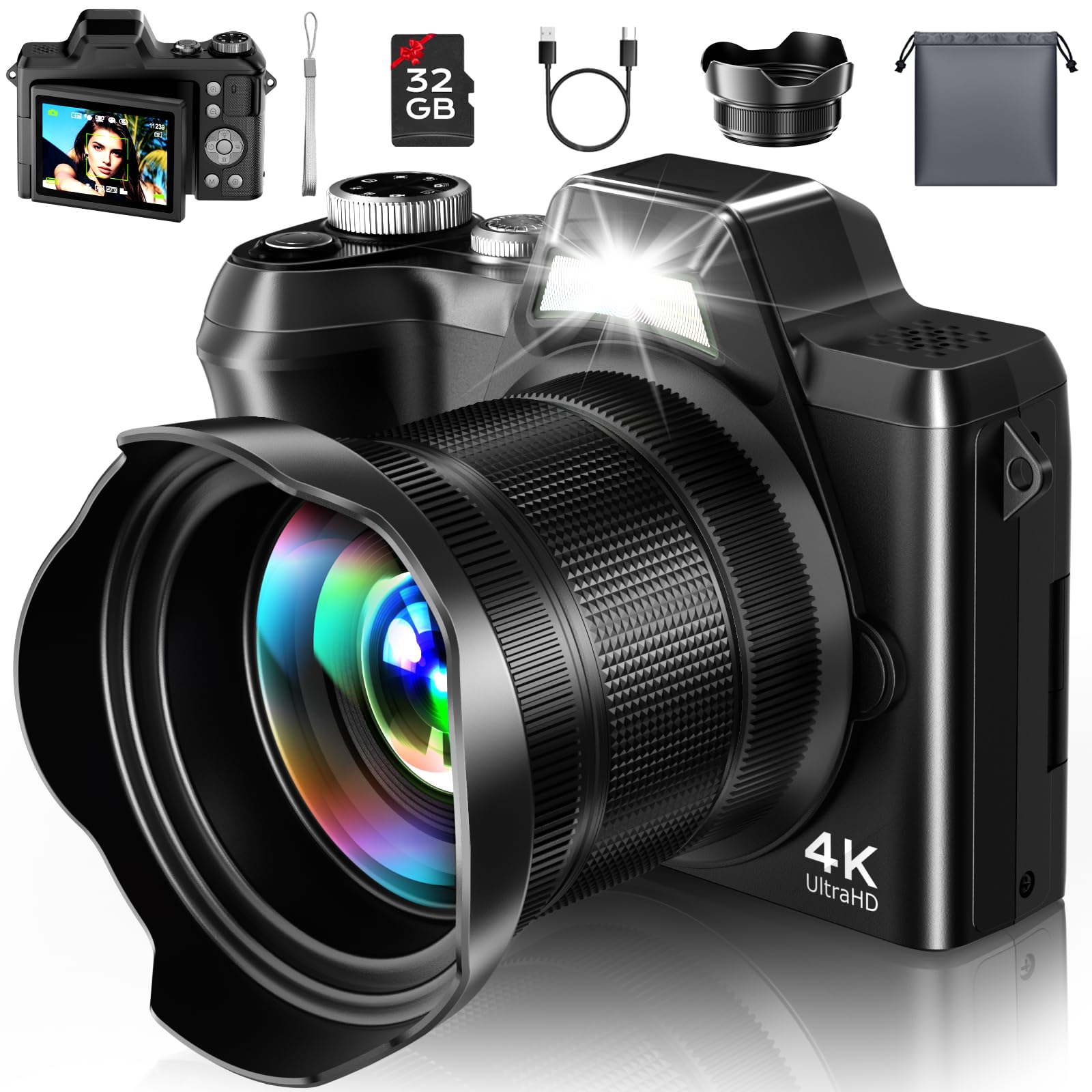 4K Digital Camera for Photography Travel, 56MP Autofocus Vlogging Camera for You