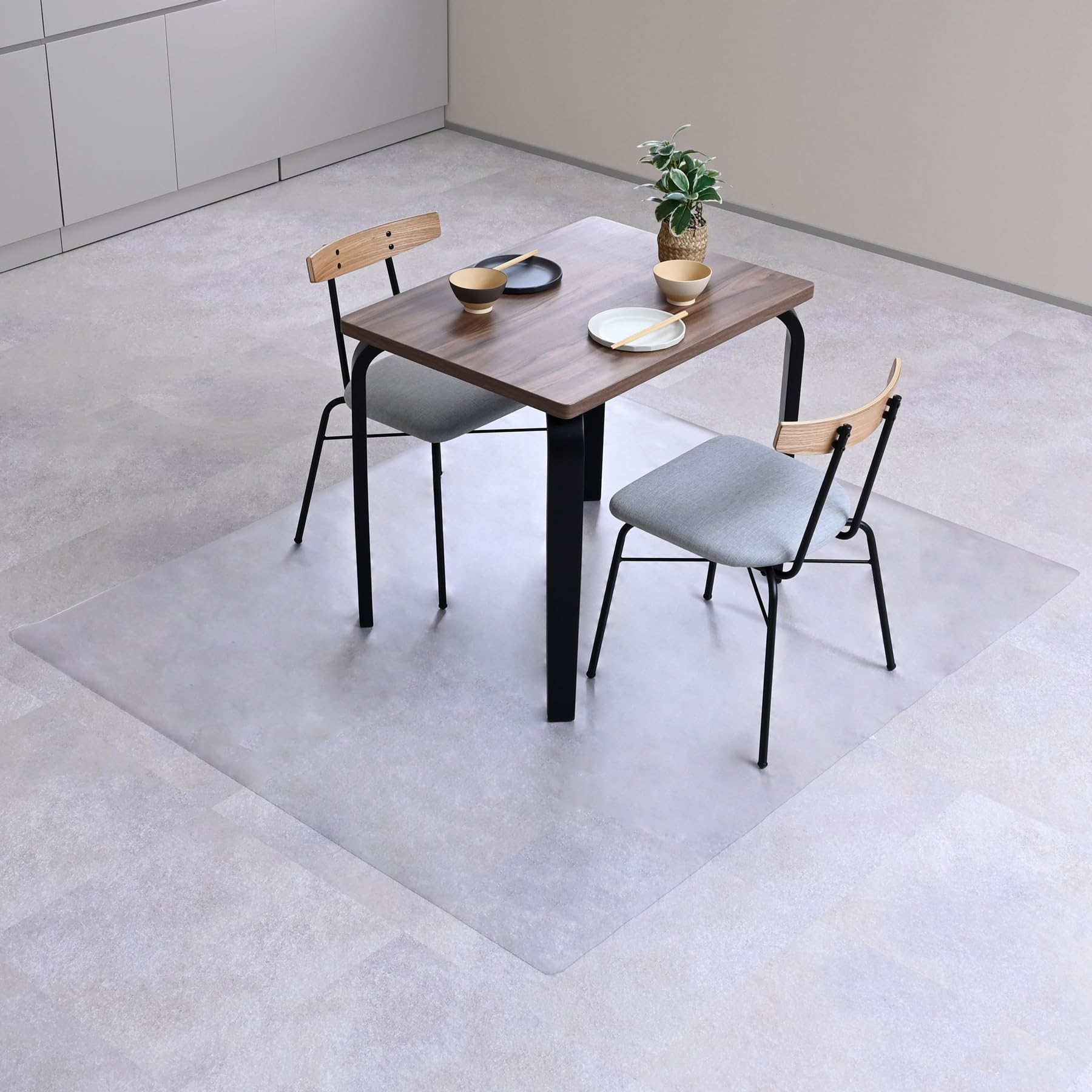 YAMAZEN OFM-1580(S) Dining Mat, Transparent, Floor Mat, Water Resistant, Heat Re