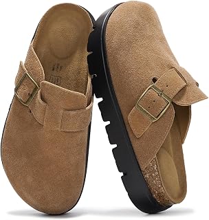 Project Cloud Genuine Leather Platform Clogs for Women Footwear, Memory Foam Arch Support, Cork Footbed, Casual Shoes and Mules for Women 2025 (Benton Chunky)