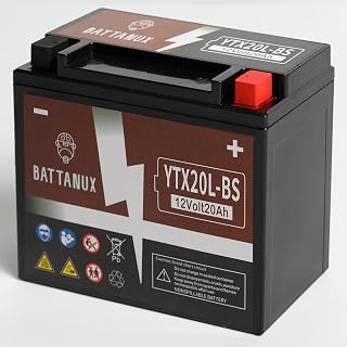 Battanux YTX20L-BS Gel Motorcycle Battery, 12V20Ah Non-Spillable Maintenance-Free Power for ATV, UTV, Snowmobile, Motorbike – Sealed High Performance Battery