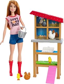 Barbie Careers Farmer Career of the Year Doll and Playset | Fashion Doll, Including Henhouse with 3 Chickens, 2 Chicks, & More Farm Themed Accessories, Ages 3+