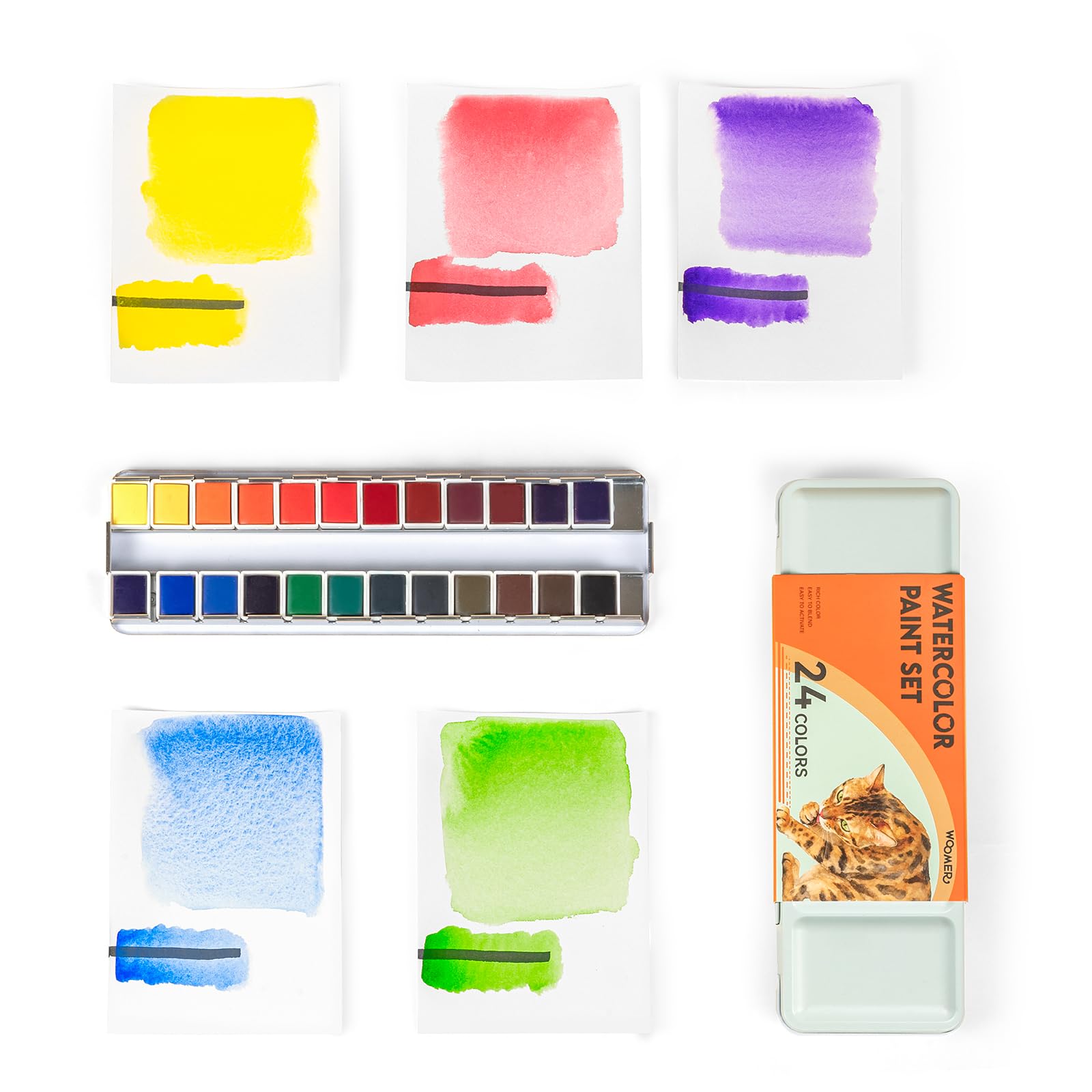 Woomer Watercolour 24 bright colours high pigmentation