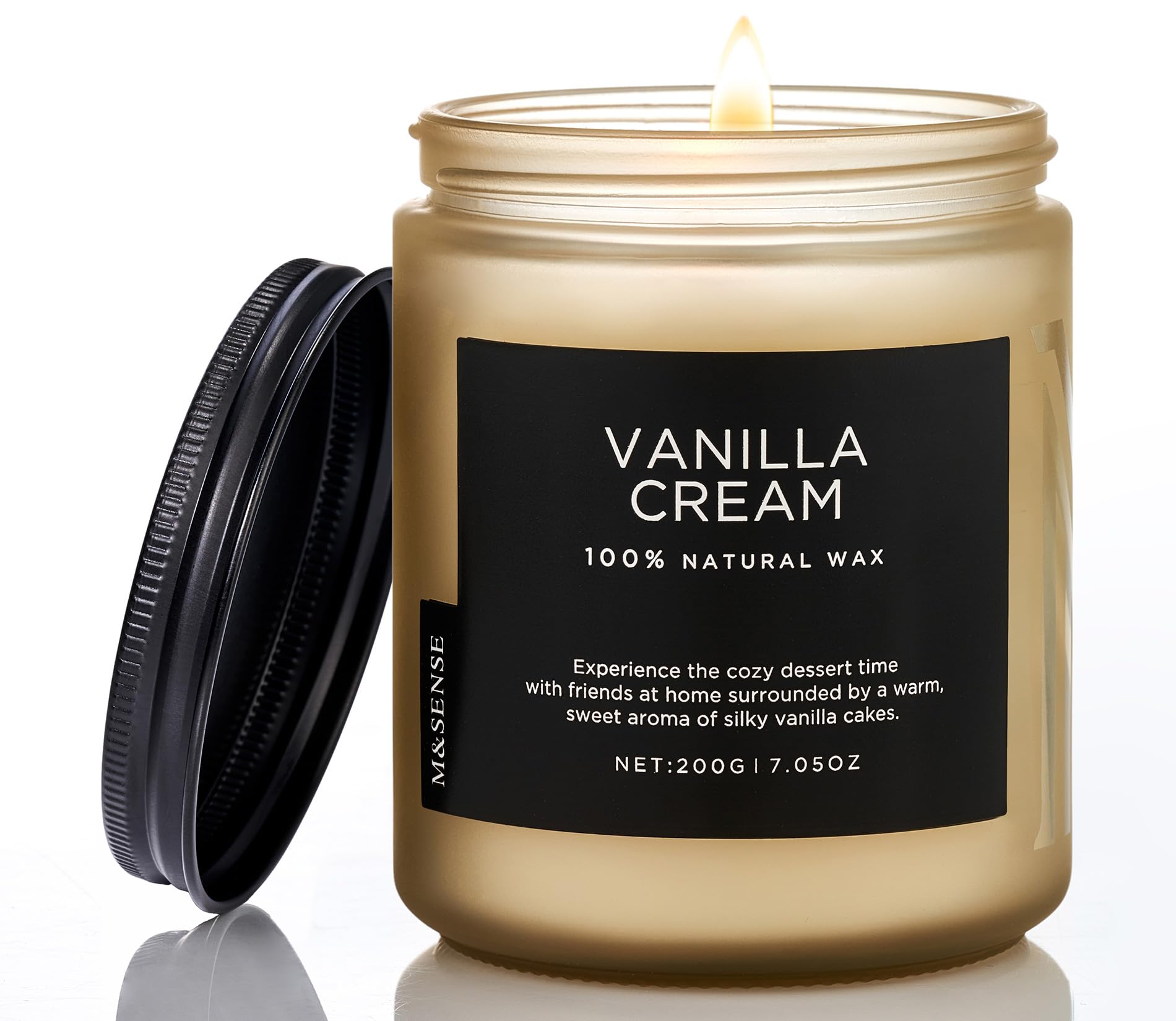 M&SENSE Vanilla Cream Scented Jar Candle for Home, 7.05oz Natural Soy Wax | 2 Wi