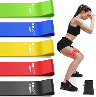 Resistance Bands, Set of 5 Skin-Friendly Exercise Band for Women & Men | 5-Level Resistance Bands Set, Workout Bands for Fitness, Leg Strength Training, Physical Rehab, Gym, Yoga with Carrying Bag
