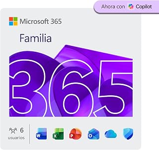 Microsoft 365 Familia | 12 meses | 6 personas | Apps Office con IA | Hasta 6TB de Almacenamiento OneDrive | Código de activación enviado por email