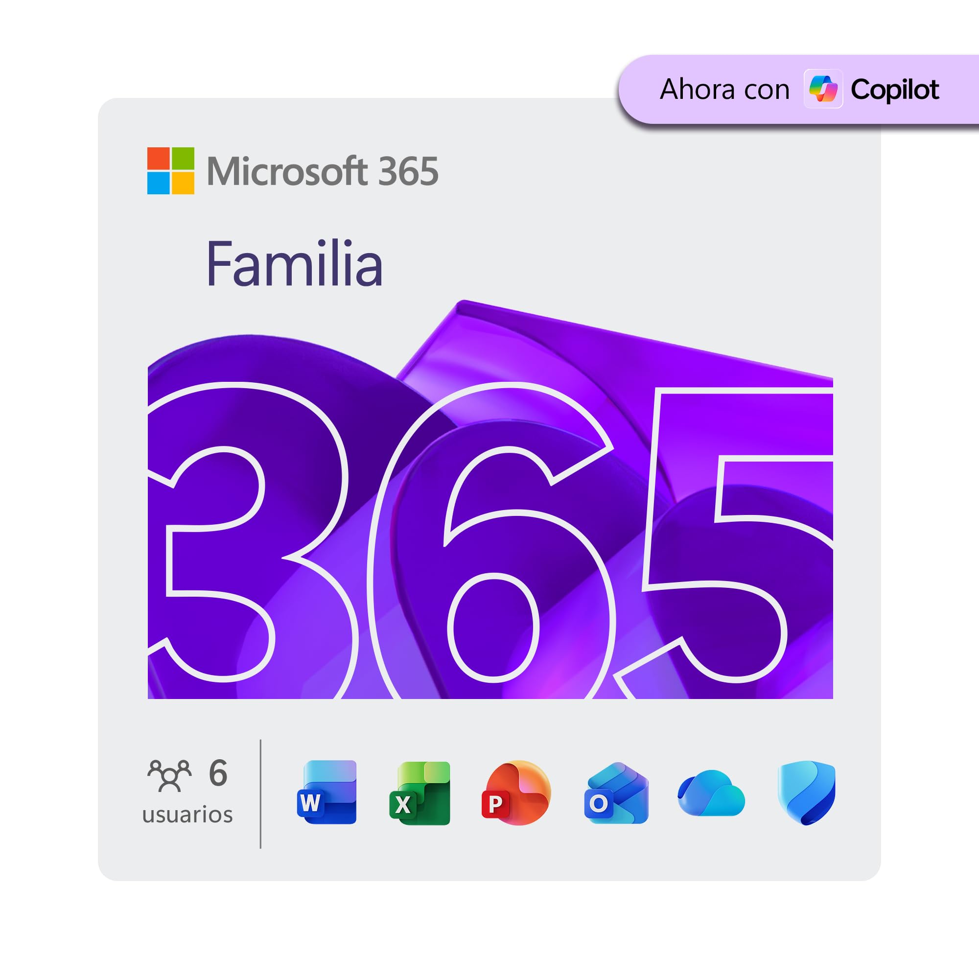 Microsoft 365 Familia | 12 meses | 6 personas | Apps Office con IA | Hasta 6TB d