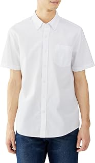 Amazon Essentials メンズ オックスフォードシャツ ワイシャツ ポケット付き スリムフィット 半袖