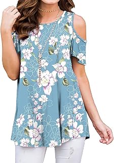 Women Off Shoulder Blouse Short Sleeve Casual Loose Fit Summer Spring
