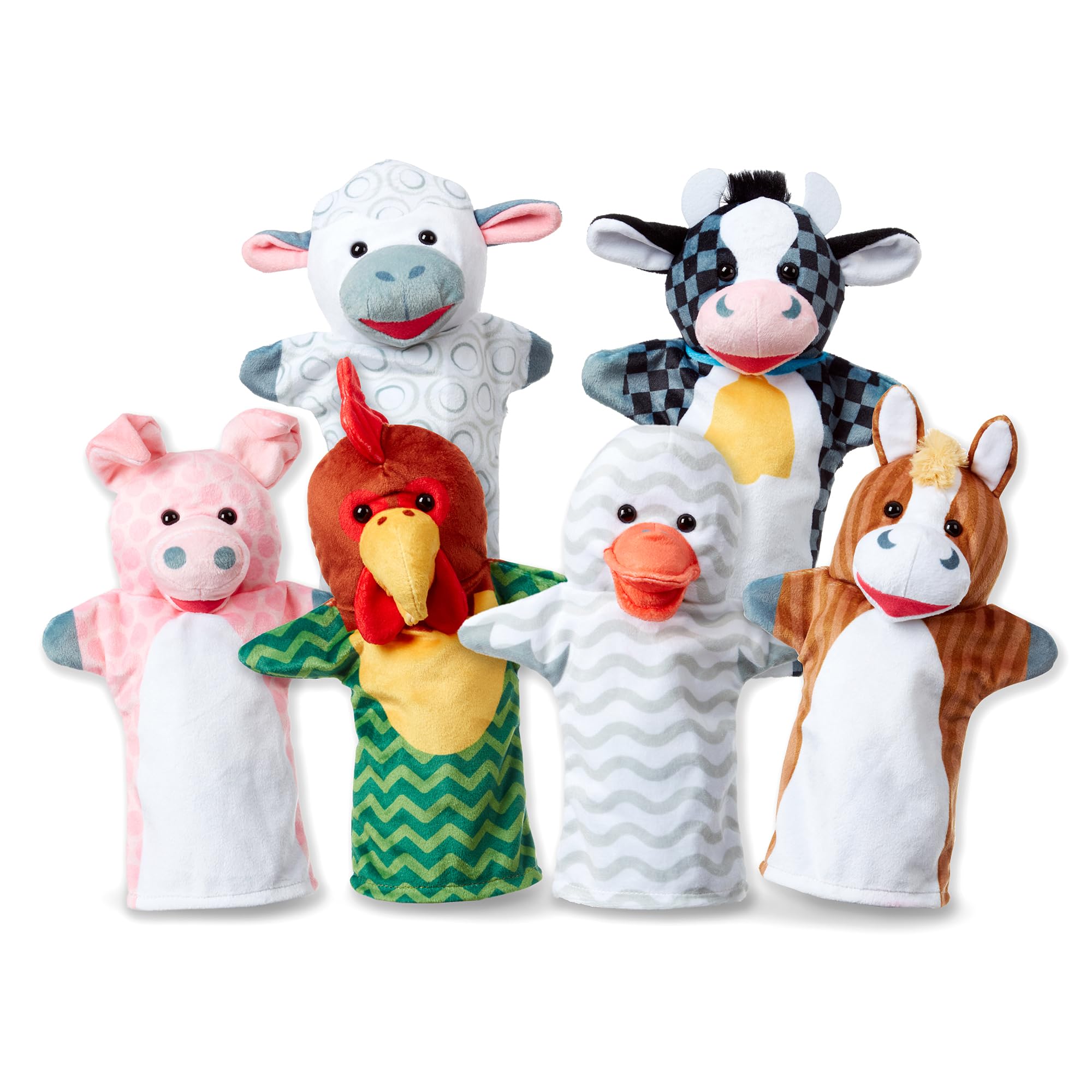 Melissa & Doug Barn Buddies Plush Hand Puppets 6-Piece Pretend Play Set | 6 Plus