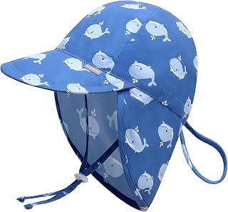 Duoyeree Baby Sun Protection Hat with Neck Flap UPF 50+ Polyester Hat 0-5T