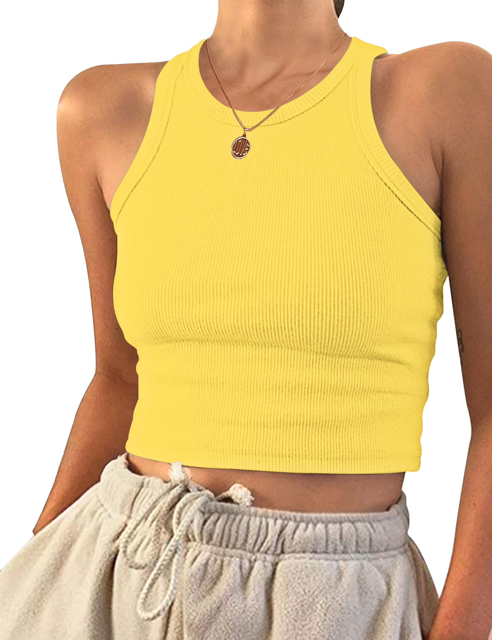 PLOKNRD Women's Summer Tank Tops Scoop Neck Elegant Basic Knit Vests Tops Casual