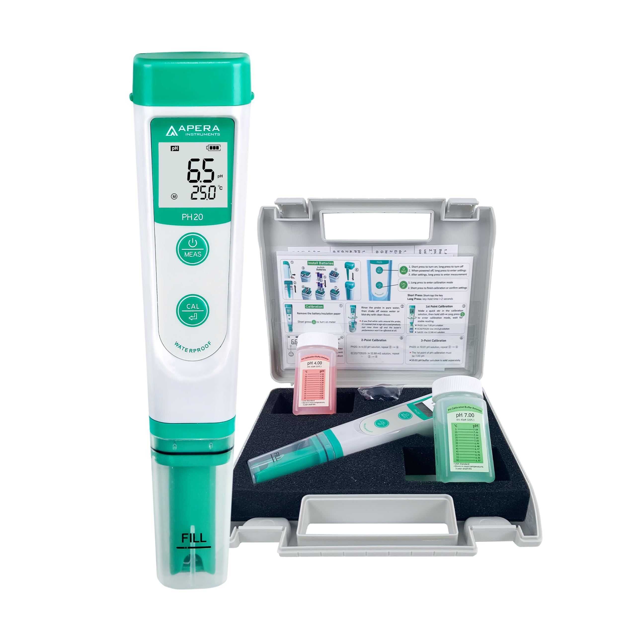 APERA INSTRUMENTS AI209 Value Series PH20 Waterproof pH Tester Kit, ±0.1 pH Accu
