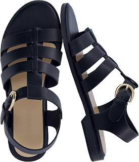 CUSHIONAIRE London Women’s Strappy Fisherman Sandal – Vegan Leather Gladiator Style with Adjustable Ankle Strap + Memory Foam