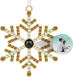 SUPHELPU Custom Snowflake Ornament with Picture Inside, Photo Ornaments for Christmas Tree, Personalized Christmas Projection Ornament, Customized Memorial Pendant for Xmas Family