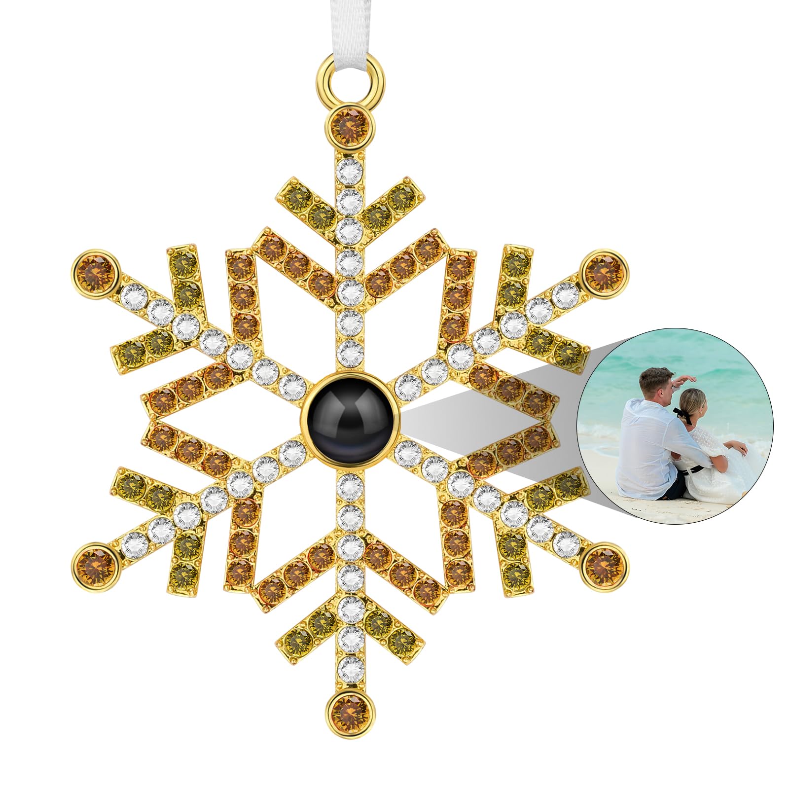 SUPHELPU Custom Snowflake Ornament with Picture Inside, Photo Ornaments for Chri