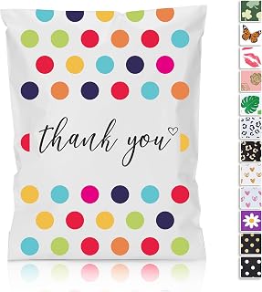 JinRuiKJ Thank You Poly Mailers 10x13 100 Pack, Polka Dots Design | Strong Tear-resistant & 100% Opaque. Heavy-duty Self-sealing Shipping Bags for Clothing & Small Business