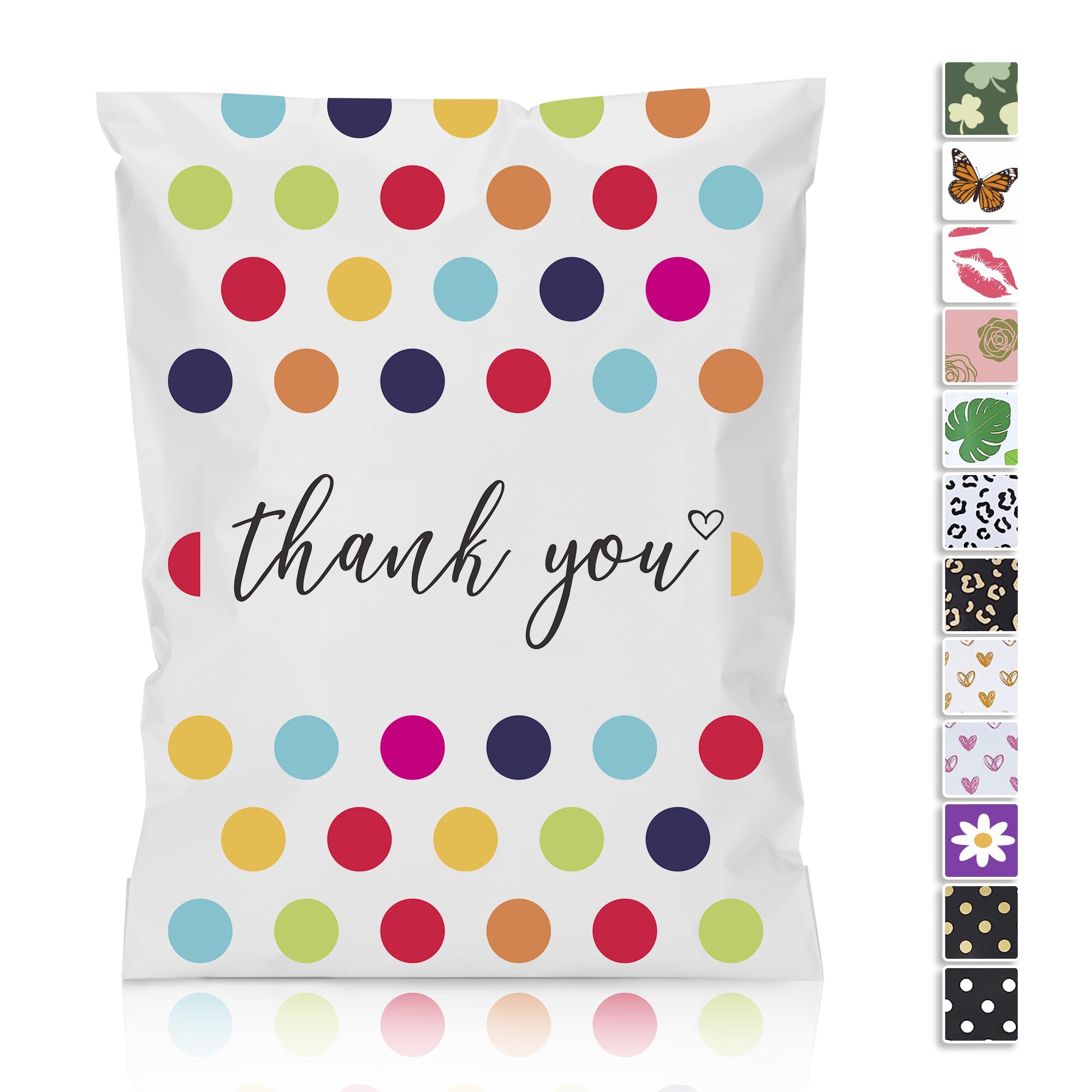 JinRuiKJ Thank You Poly Mailers 10x13 100 Pack, Polka Dots Design | Strong Tear-