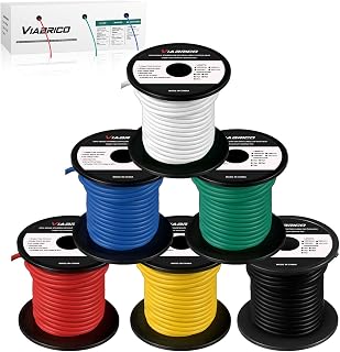 VIABRICO 14 Gauge Wire 100ft Each Spool, 14 AWG Automotive Wire 600FT | 6 Colors, CCA, Low Voltage Electrical wire, trailer Hookup Kit for Breadboard/Automotive/DIY/Battery/LED