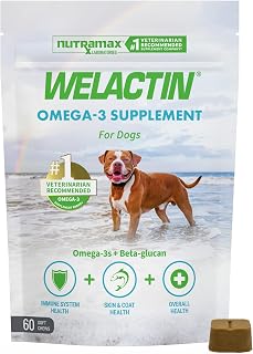 Nutramax Welactin Omega-3 Fish Oil Supplement for Dogs, Soft Chews, 60ct
