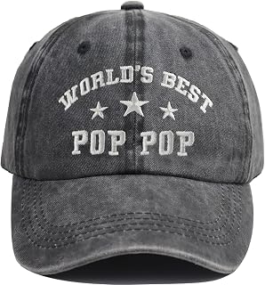 World’s Best Papa Hats for Men, Distressed Cotton Adjustable Dad Grandpa Baseball Cap Gifts for Abuelo Pappy