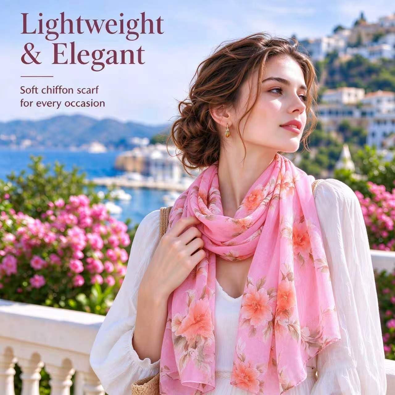 Women Scarf Fashion Ladies Peach Print Long