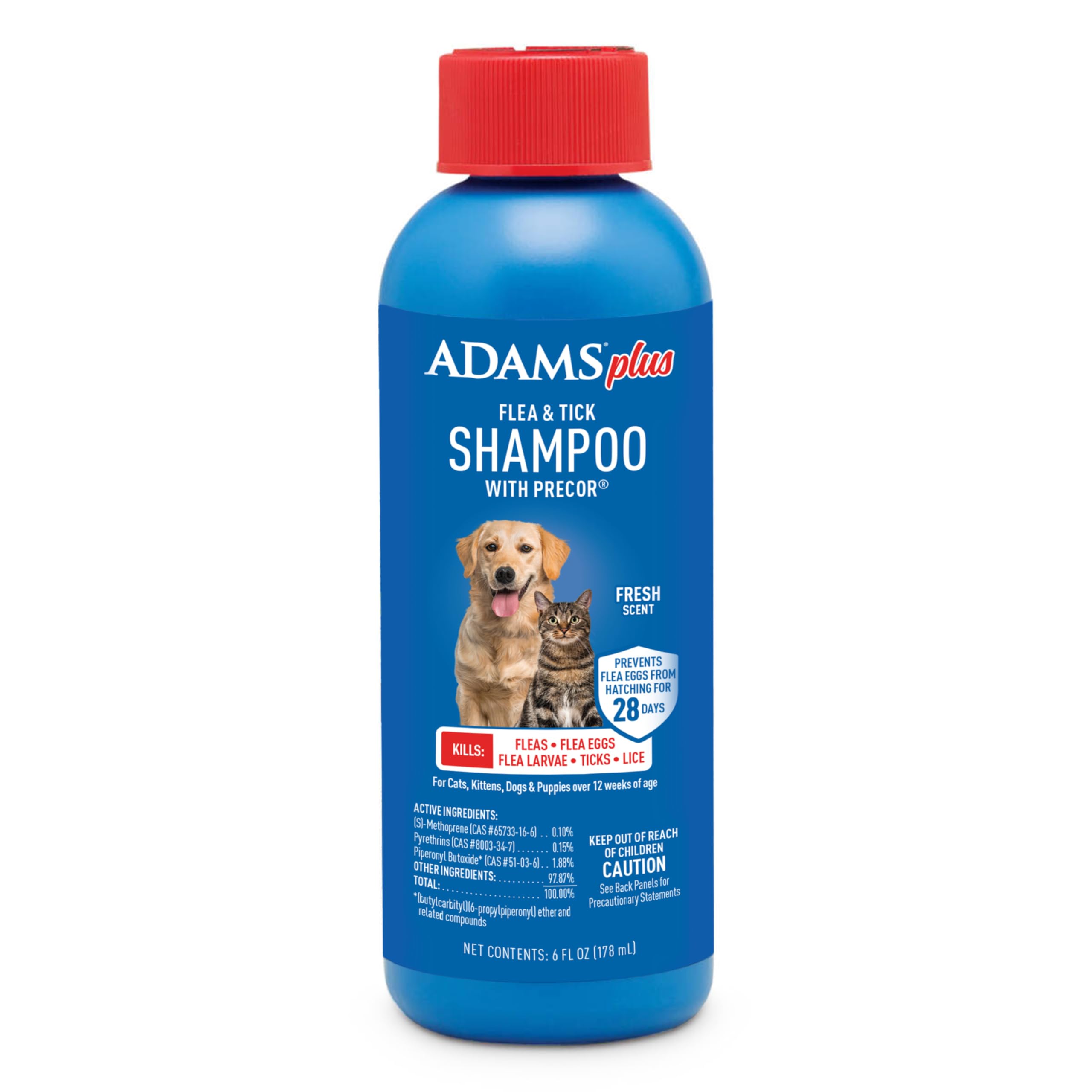 ADAMS Plus Flea & Tick Shampoo with Precor for Dogs & Cats, 12 oz | Flea shampoo